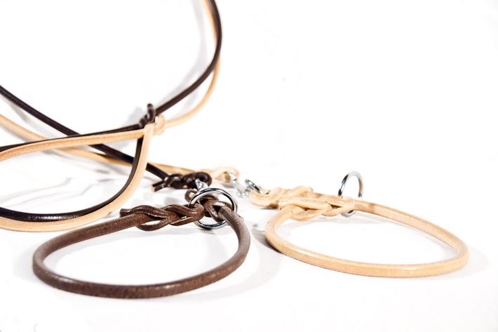 Obroża zaciskowa z skóry okr. 4mm/45cm