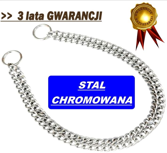 Łańcuszek obroża PODW KRÓTKIE OGNIWO dł.50cm CHROM