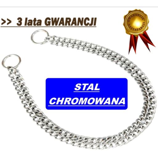 Łańcuszek obroża PODW KRÓTKIE OGNIWO dł.65cm CHROM