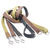 Smycz z taśmy bawełnianej + skóra 25mm/150cm