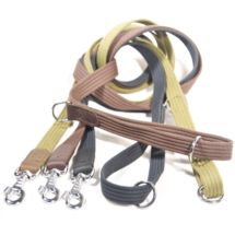 Smycz z taśmy bawełnianej + skóra 25mm/150cm