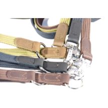 Smycz z taśmy bawełnianej + skóra 25mm/150cm