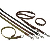 Smycz z taśmy bawełnianej + skóra 25mm/150cm