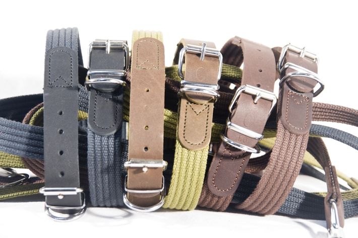 Obroża z taśmy bawełnianej + skóra 25mm/60cm