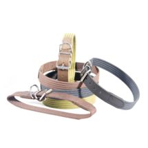 Obroża z taśmy bawełnianej + skóra 25mm/60cm