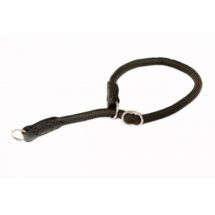 Obroża zaciskowa z linki wykończona skórą 12x55cm