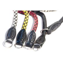 Obroża zaciskowa z linki wykończona skórą 12x55cm