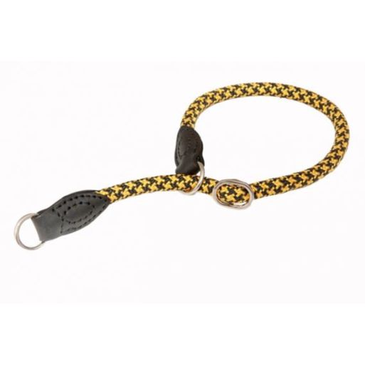 Obroża zaciskowa z linki wykończona skórą 12x65cm