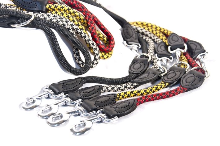 Smycz z linki wykończona skórą o reg. dł.12x240cm