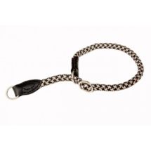 Obroża zaciskowa z linki wykończona skórą 12x75cm