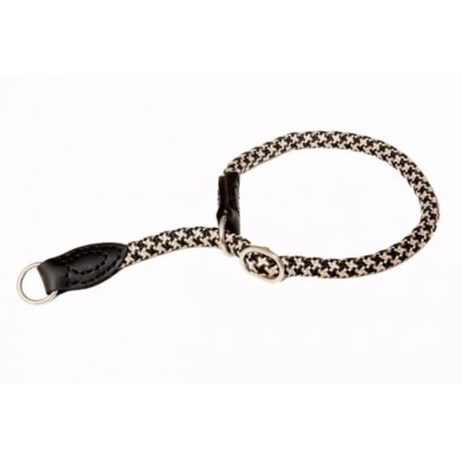 Obroża zaciskowa z linki wykończona skórą 12x75cm