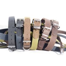 Obroża z taśmy bawełnianej + skóra 25mm/55cm