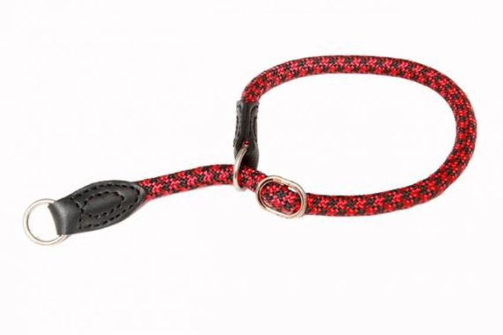 Obroża zaciskowa z linki wykończona skórą 12x45cm