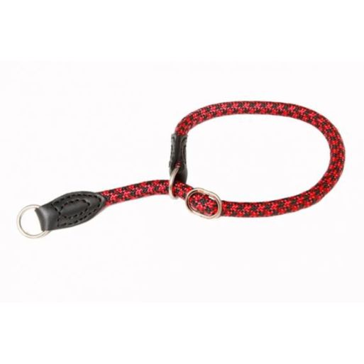 Obroża zaciskowa z linki wykończona skórą 12x45cm