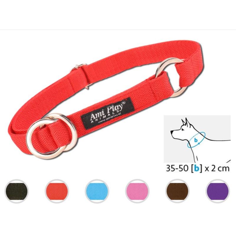 Obroża ZACISKOWA 35-50cm szer. 2,0cm 6 KOLORÓW BAS