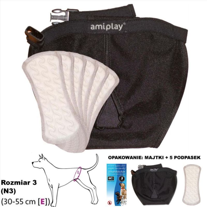 Majtki na cieczkę R3 5 wkładek dla małych psów Wes