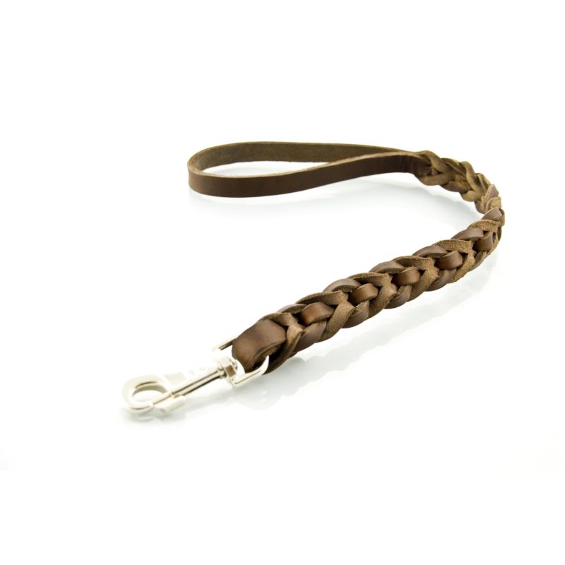 Pejcz Smycz krótka 60cm z plecionej SKÓRY NATŁUSZC