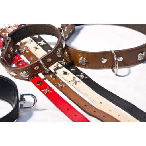 Obroża ze Skóry Zdobiona szer.18mm długość 47cm