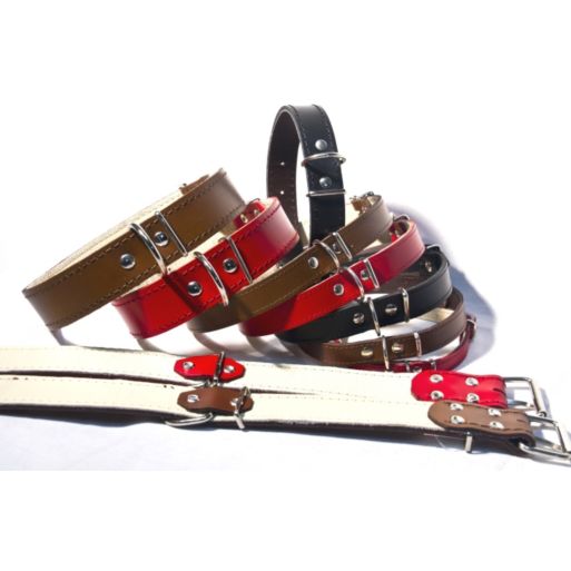 Obroża ze Skóry z Podszewką skórzaną 25mm/55cm