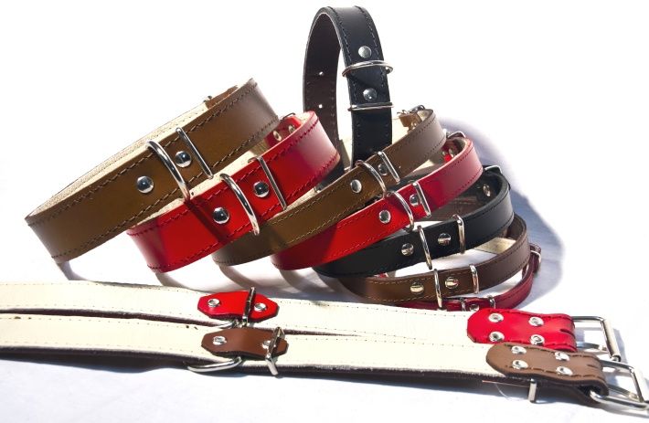 Obroża ze Skóry z Podszewką skórzaną 40mm/65cm